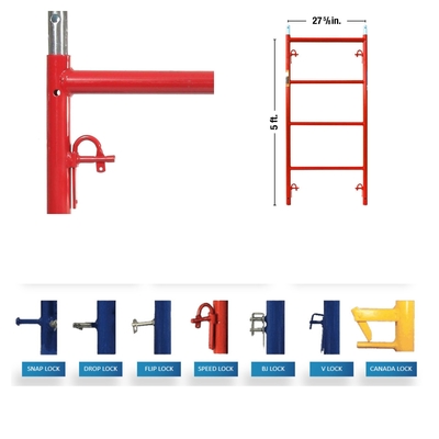 Fabricated Narrow Step Ladder Frame Steel Scaffolding System with Cross Braces